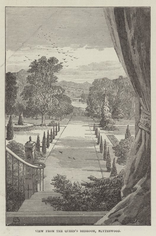 Uitzicht vanuit de slaapkamer van de koningin, Blythswood door Thomas Harrington Wilson