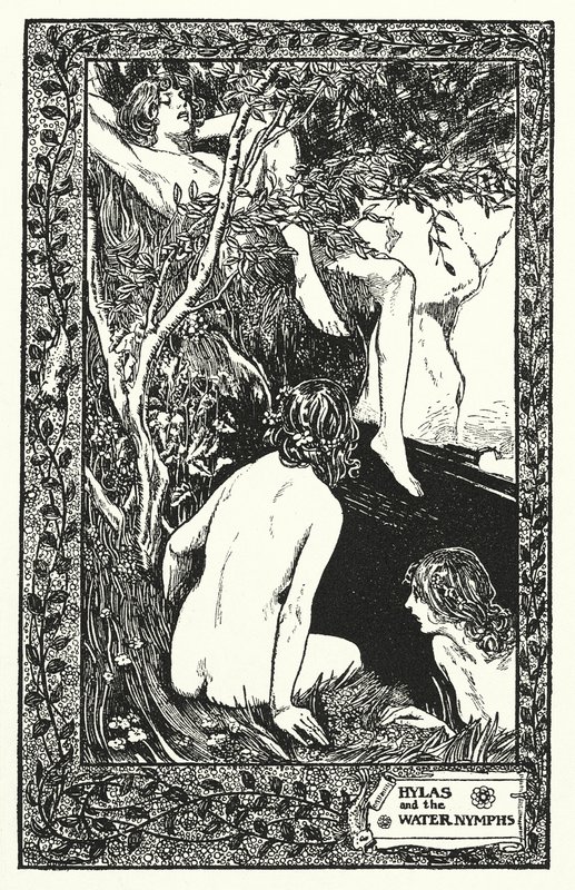 Hylas en de waternimfen (litho) door Thomas Heath Robinson