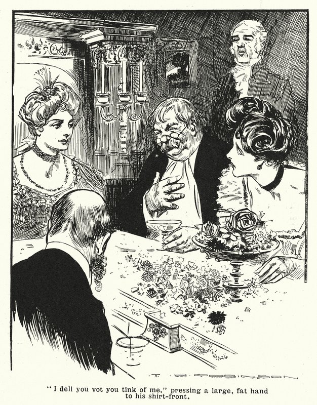 Professor legt zijn uitvinding uit, de Thoughtograph (litho) door Thomas Heath Robinson