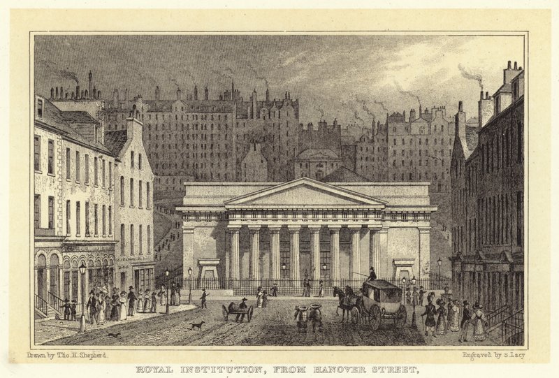 Royal Institution, vanaf Hanover Street door Thomas Hosmer (after) Shepherd