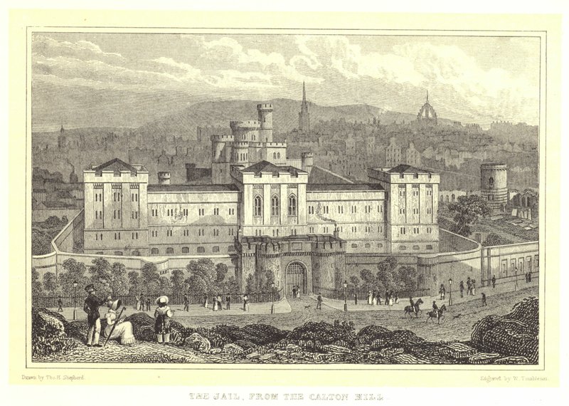De Gevangenis, vanaf Calton Hill door Thomas Hosmer (after) Shepherd