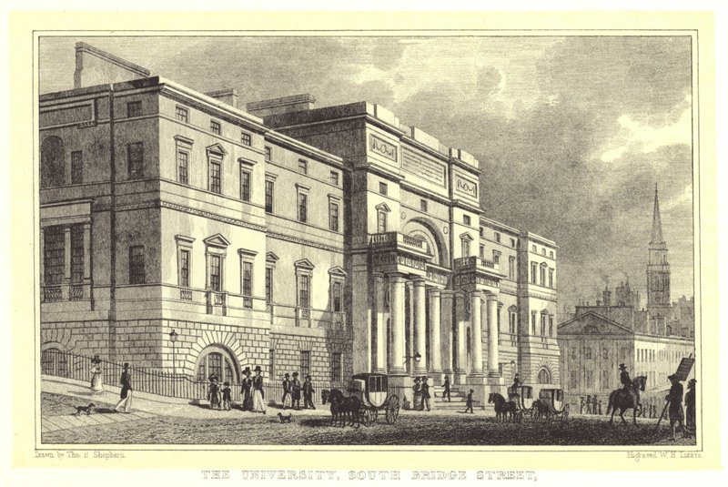 De Universiteit, South Bridge Street (gravure) door Thomas Hosmer (after) Shepherd