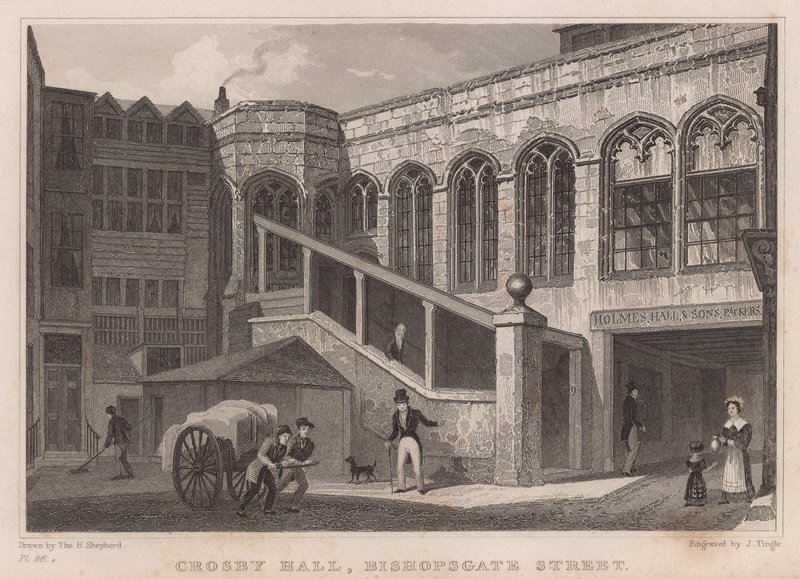 Crosby Hall, Bishopsgate Street, Londen door Thomas Hosmer Shepherd