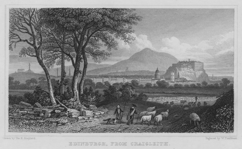 Edinburgh, vanaf Craigleith (gravure) door Thomas Hosmer Shepherd