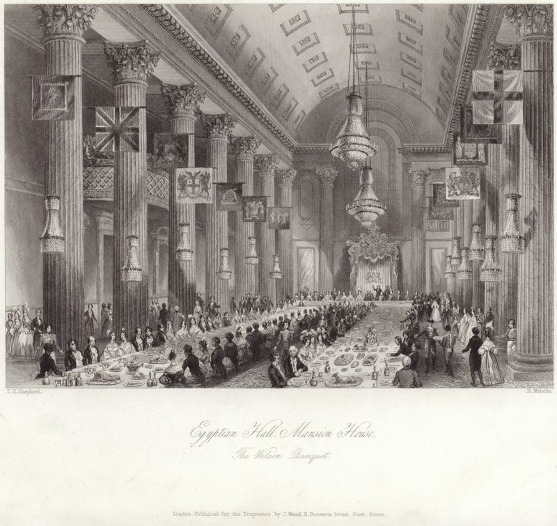 Egyptische Hal in het Mansion House tijdens het Wilson banket door Thomas Hosmer Shepherd