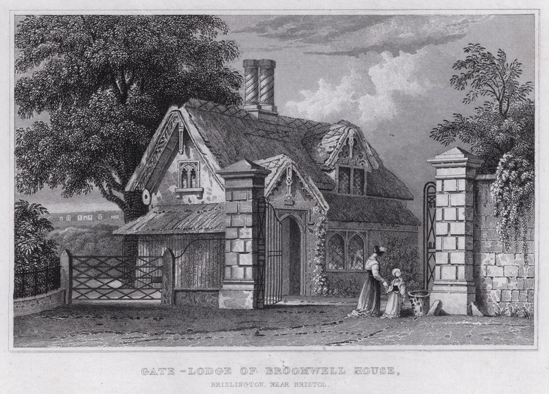 Poort-Lodge van Broomwell House, Brislington, nabij Bristol door Thomas Hosmer Shepherd
