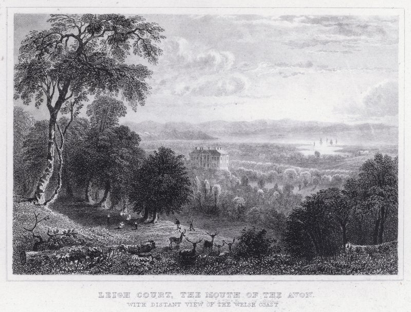 Leigh Court, de monding van de Avon, met een verre blik op de Welshe kust (gravure) door Thomas Hosmer Shepherd