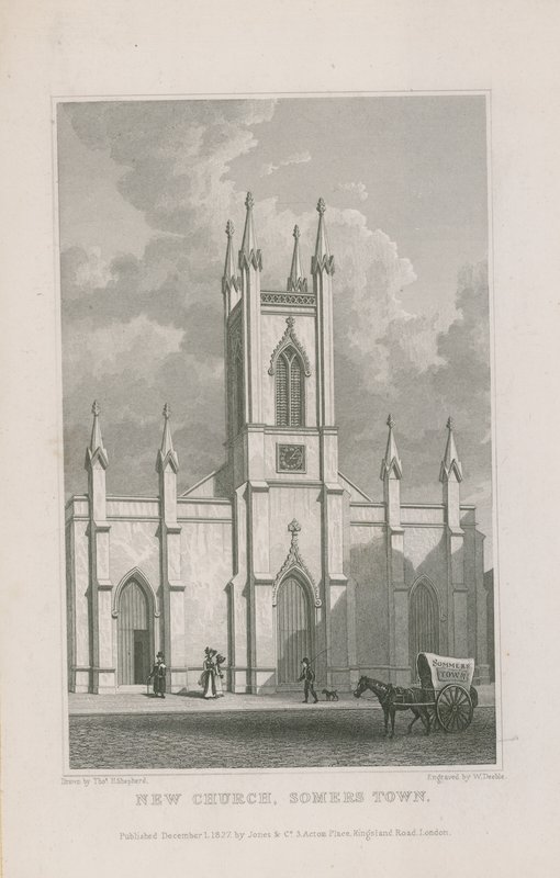 Nieuwe Kerk in Somers Town door Thomas Hosmer Shepherd