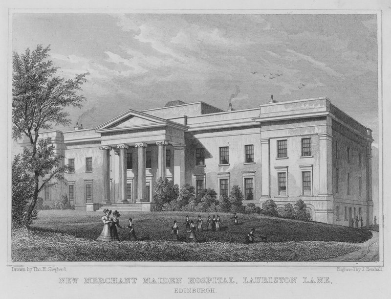 New Merchant Maiden Hospital, Lauriston Lane, Edinburgh door Thomas Hosmer Shepherd