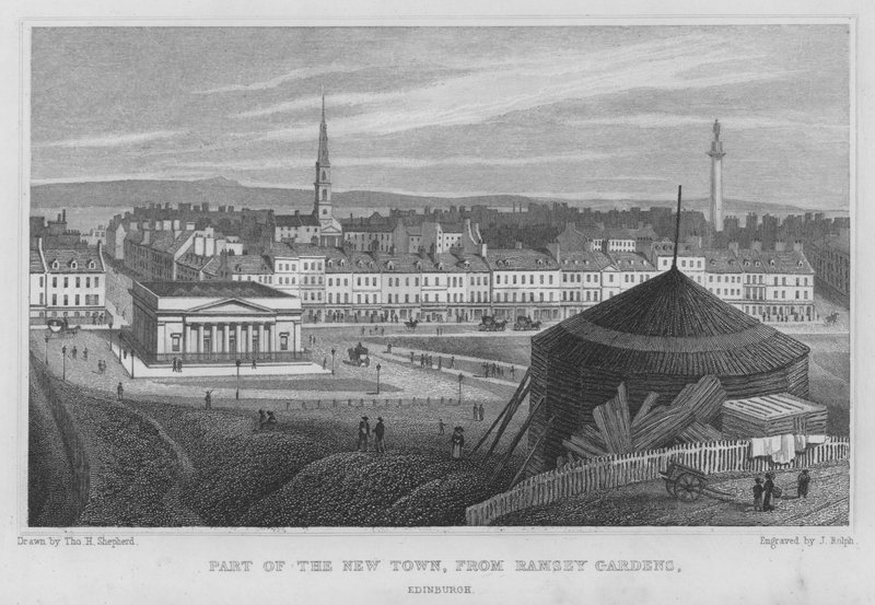Deel van de Nieuwe Stad, vanaf Ramsey Gardens, Edinburgh door Thomas Hosmer Shepherd