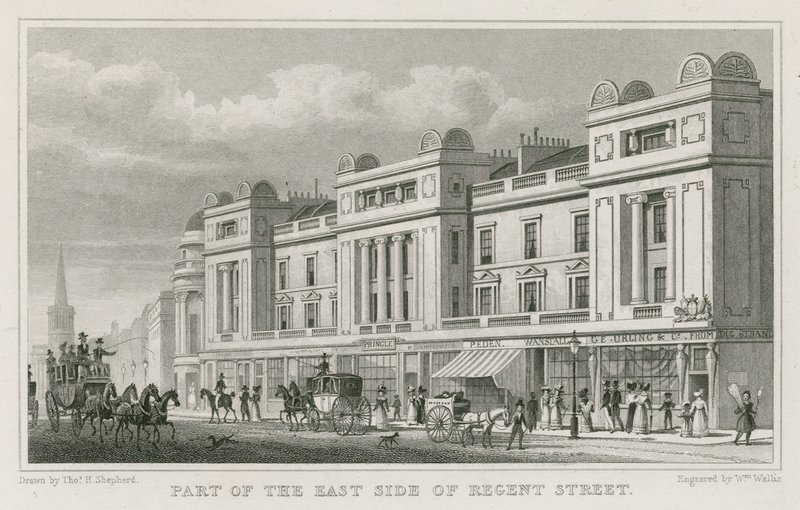 De oostkant van Regent Street, Londen door Thomas Hosmer Shepherd