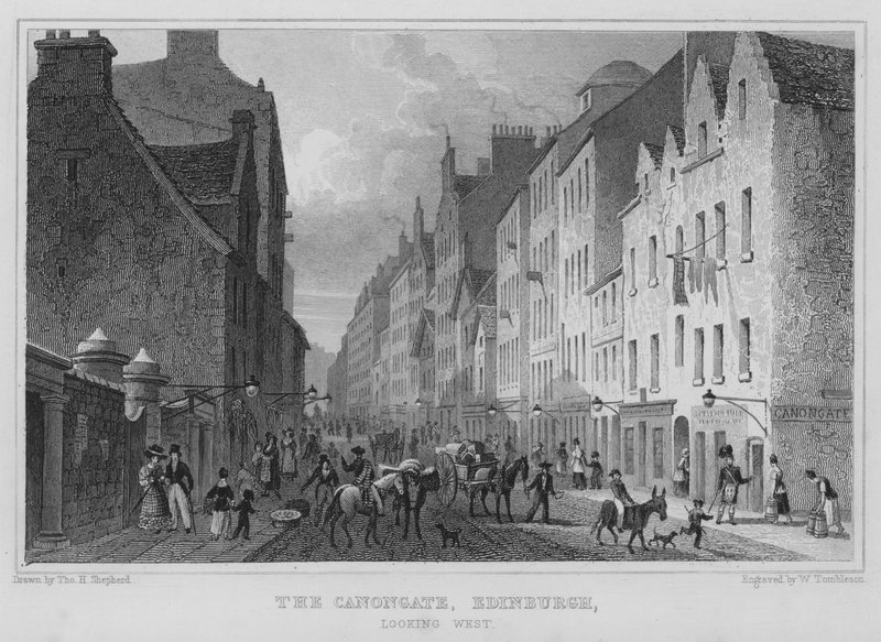 The Canongate, Edinburgh, kijkend naar het westen door Thomas Hosmer Shepherd