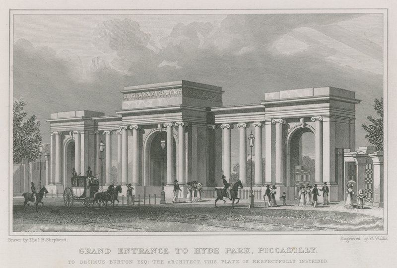 Triomfboog, ingang van Hyde Park, Londen door Thomas Hosmer Shepherd