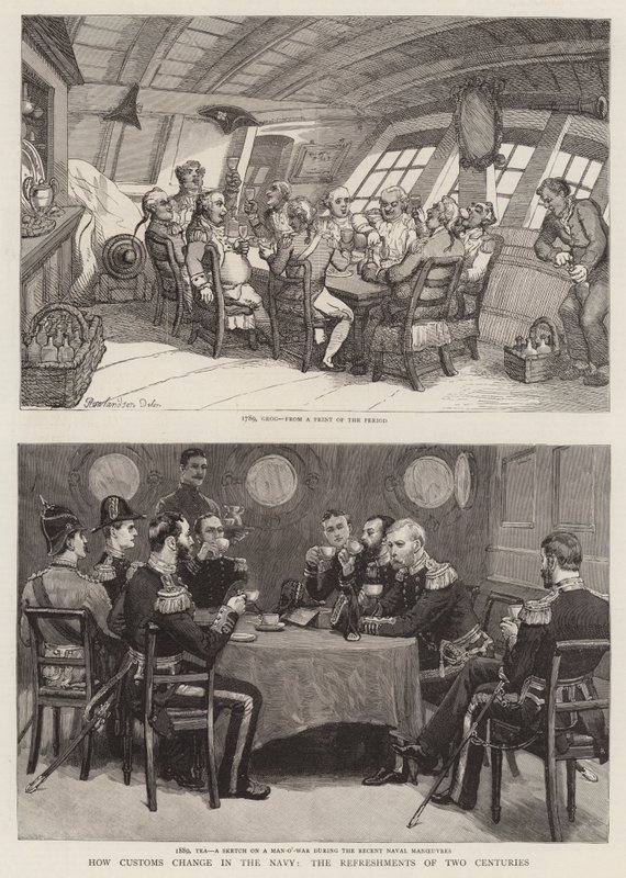 Hoe gebruiken veranderen in de marine, de verfrissingen van twee eeuwen door Thomas Rowlandson