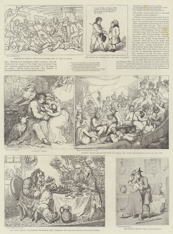 Humoristische Kunst op de Royal Naval Exhibition door Thomas Rowlandson