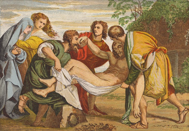 Jozef van Arimathea legt het lichaam van Jezus in zijn eigen graf door Titian (c.1488 1576) (after)