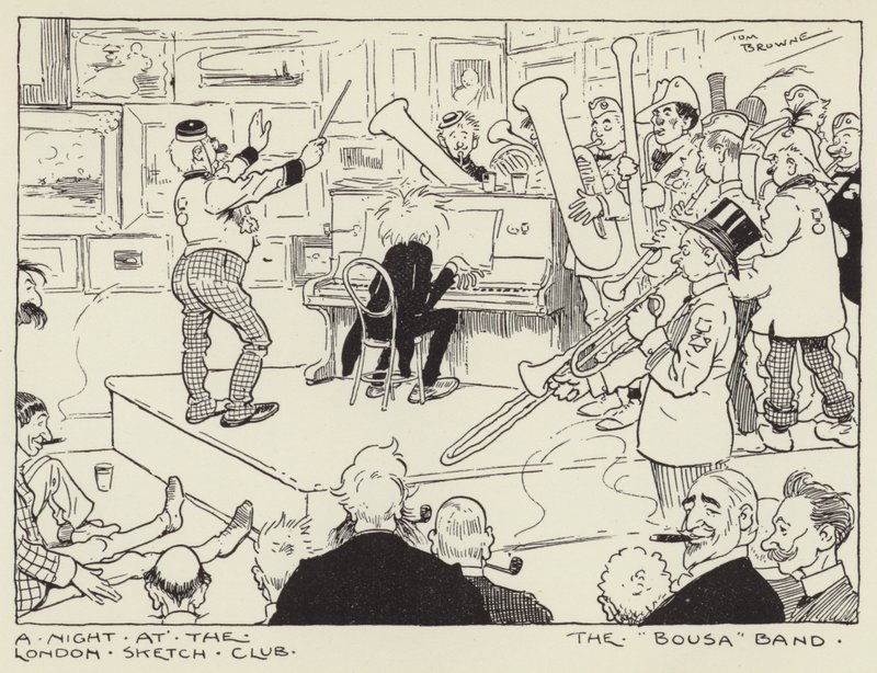 Een nacht in de London Sketch Club, De Bousa Band door Tom Browne