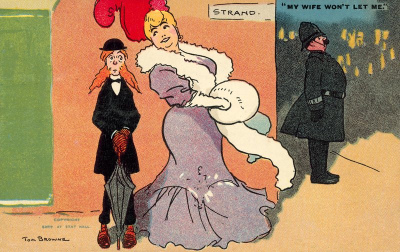 Mijn vrouw laat me niet (chromolitho) door Tom Browne