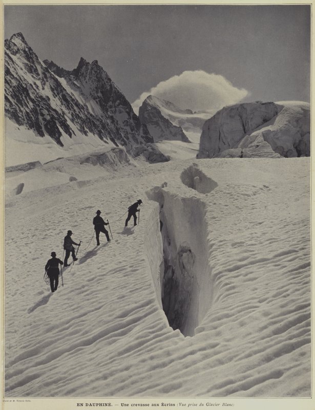 Een Spleet op de Glacier Blanc op de Barre des Écrins in de Dauphiné-regio van de Franse Alpen door Vittorio Sella