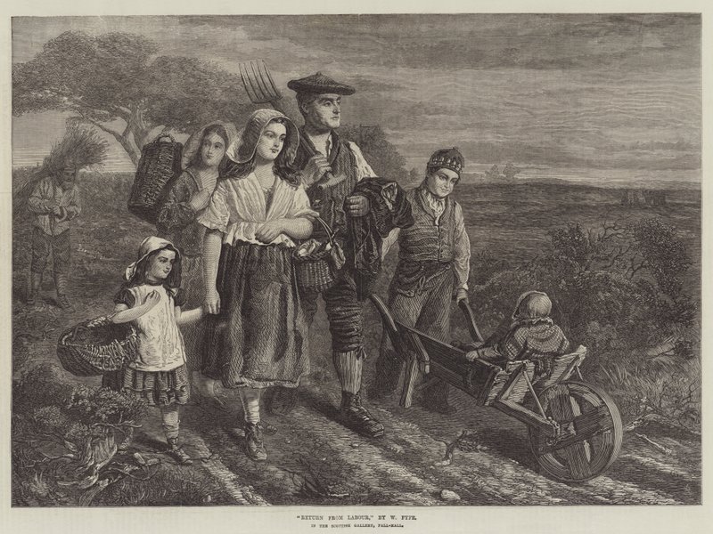 Terug van het werk, in de Schotse galerij, Pall-Mall door W. Fyfe