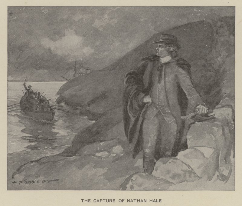 De gevangenneming van Nathan Hale (litho) door W. P. Snyder