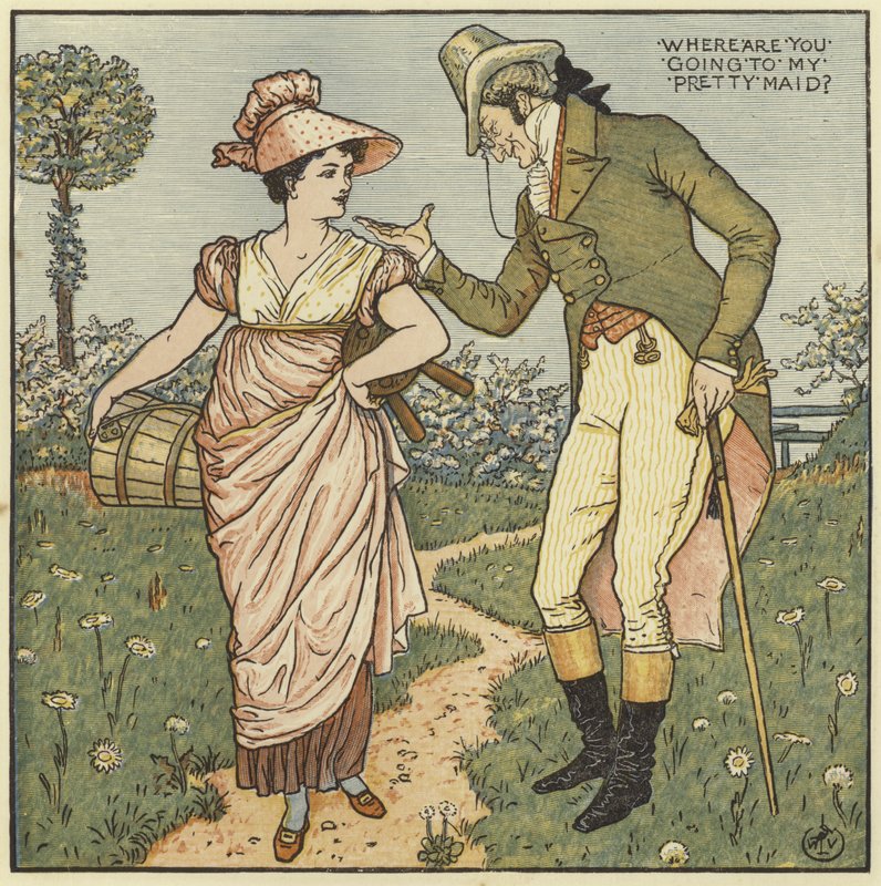 Waar ga je heen, mijn mooie meid door Walter Crane