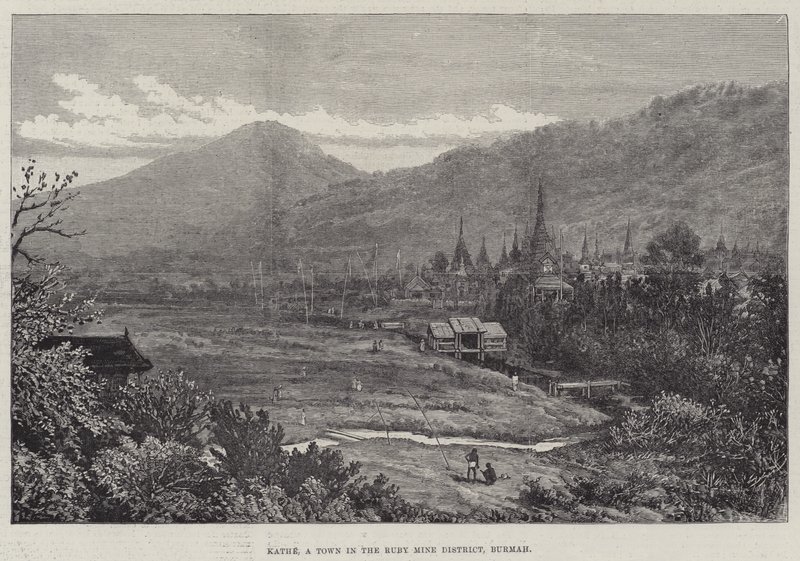 Kathe, een stad in het robijnmijndistrict, Birma door Walter Paget