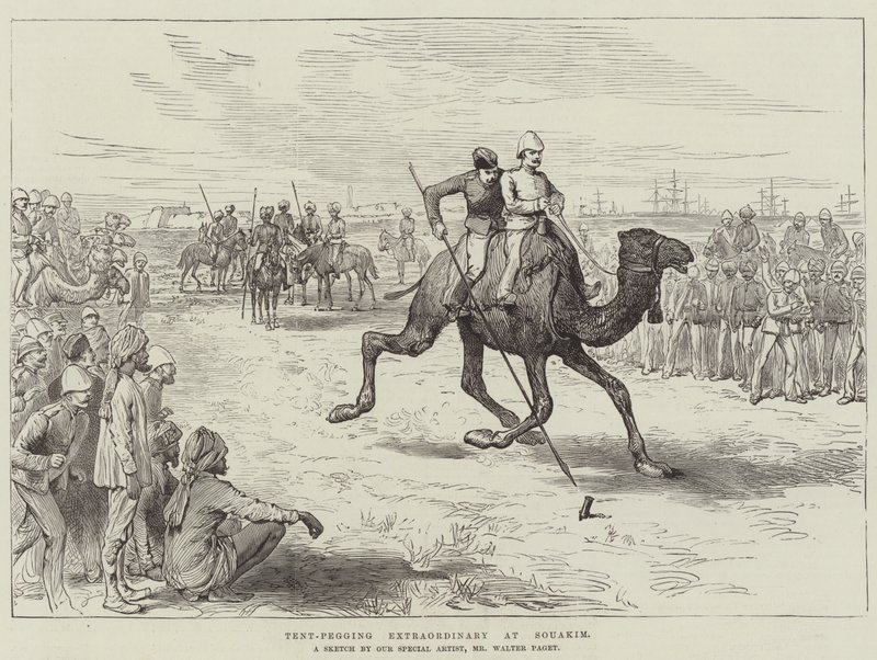 Tent-Pegging Buitengewoon in Souakim door Walter Paget