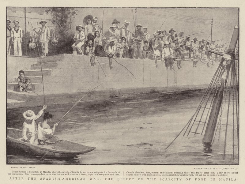 Na de Spaans-Amerikaanse Oorlog, het Effect van de Voedselschaarste in Manilla door Walter Stanley Paget