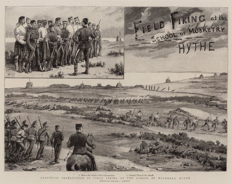 Praktische instructie in veldschieten op de School of Musketry, Hythe door Walter Charles Horsley
