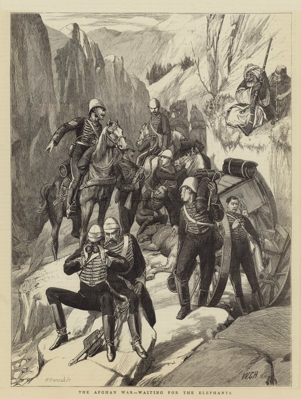 De Afghaanse Oorlog, wachtend op de Olifanten door Walter Charles Horsley