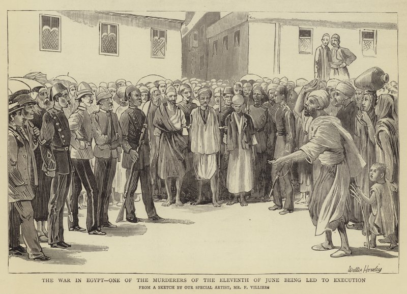 De oorlog in Egypte, een van de moordenaars van de elfde juni wordt naar de executie geleid door Walter Charles Horsley