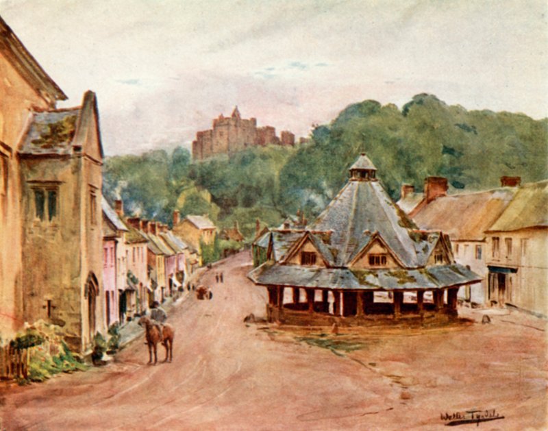 Kasteel Dunster en Yarn Market door Walter Frederick Roofe Tyndale