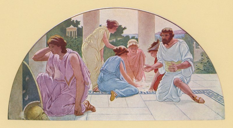 Achilles vermomd als schoolmeisje ontdekt door Ulysses door Walter MacEwen