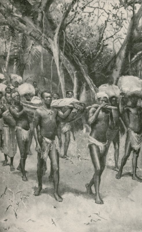 De Volgelingen van Dr. Livingstone dragen zijn Gebalsemde Lichaam naar de Kust door Walter Stanley Paget