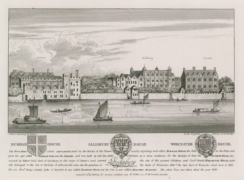 Durham House, Salisbury House en Worcester House door Wenceslaus Hollar