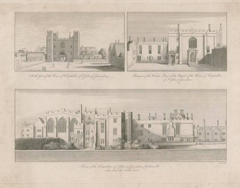 Huis van de Hospitaalridders van Sint Jan van Jeruzalem, Clerkenwell door Wenceslaus Hollar