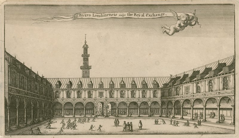Interieur van de Royal Exchange, Londen door Wenceslaus Hollar