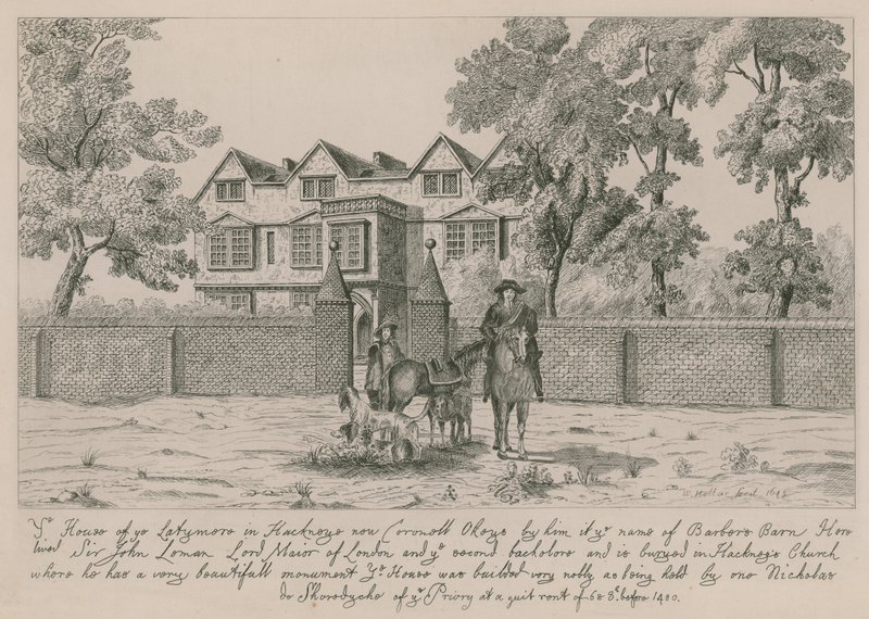 Het huis van de Latymere in Hackney door Wenceslaus Hollar