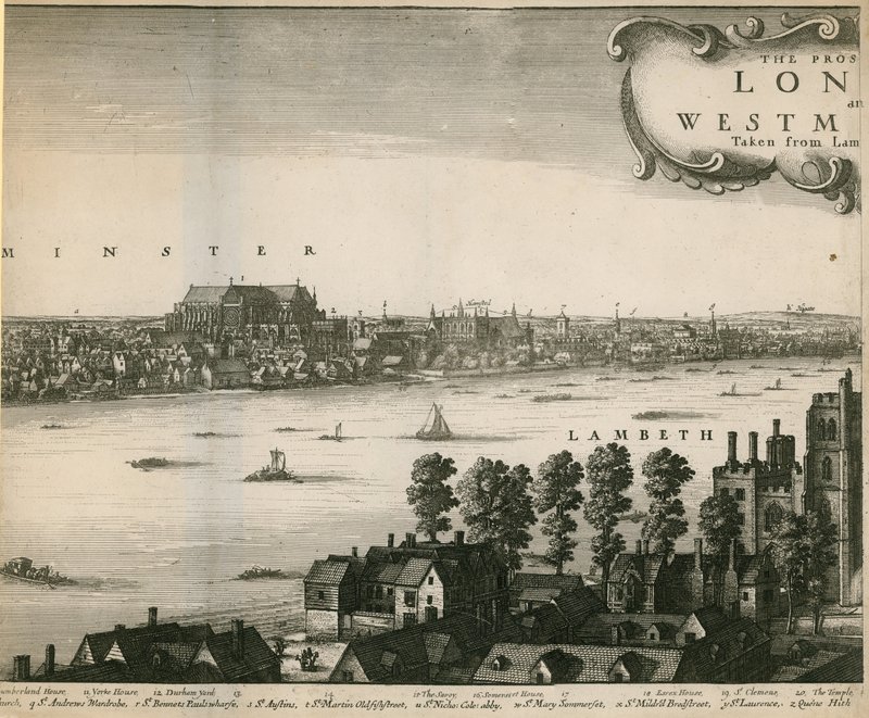 Het uitzicht op Londen en Westminster vanaf Lambeth door Wenceslaus Hollar