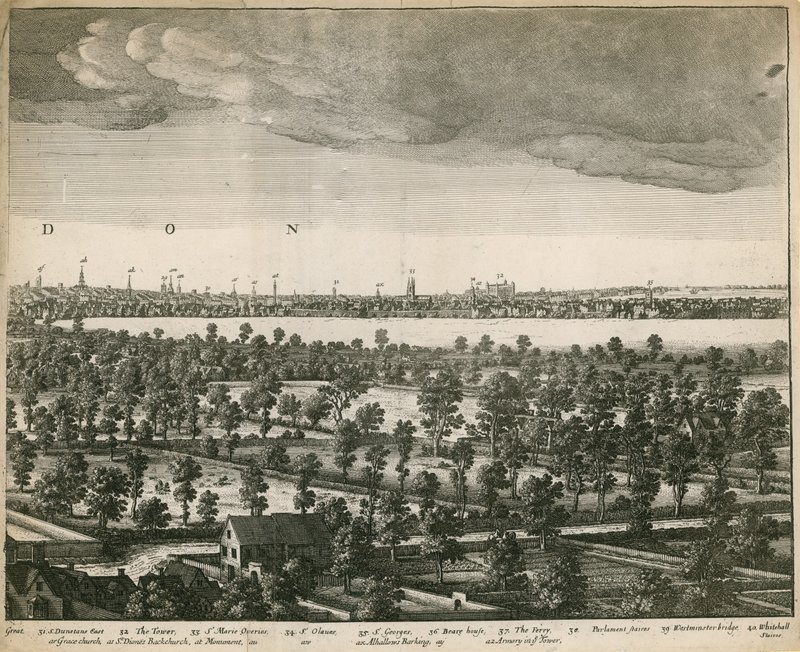 Het uitzicht op Londen en Westminster vanaf Lambeth door Wenceslaus Hollar