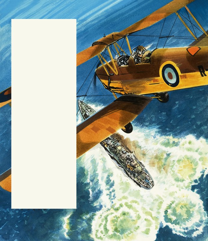 Een Tiger Moth patrouilleert langs de Britse kust tijdens de Tweede Wereldoorlog door Wilf (20th century) Hardy