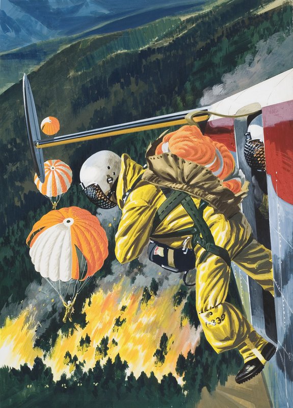 Parachutisten door Wilf (20th century) Hardy