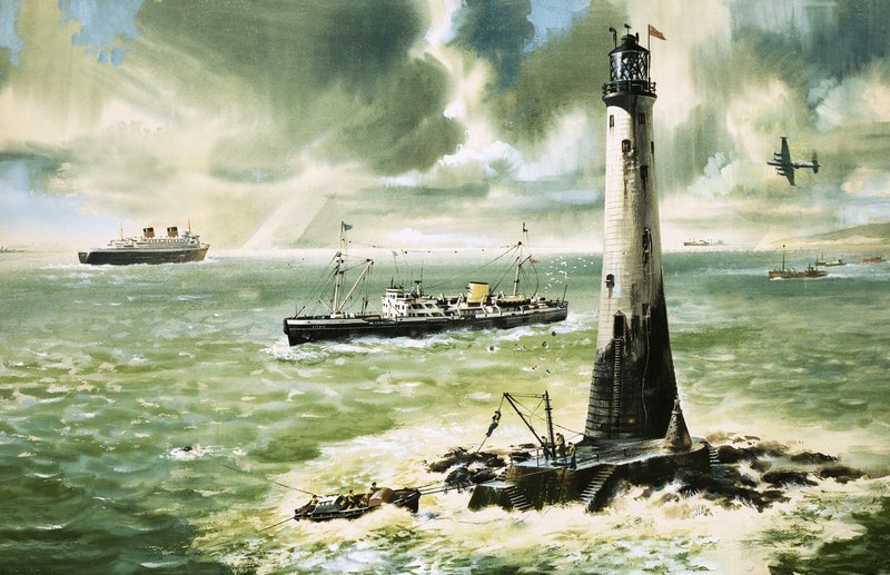 Wolf Rock vuurtoren bij Land