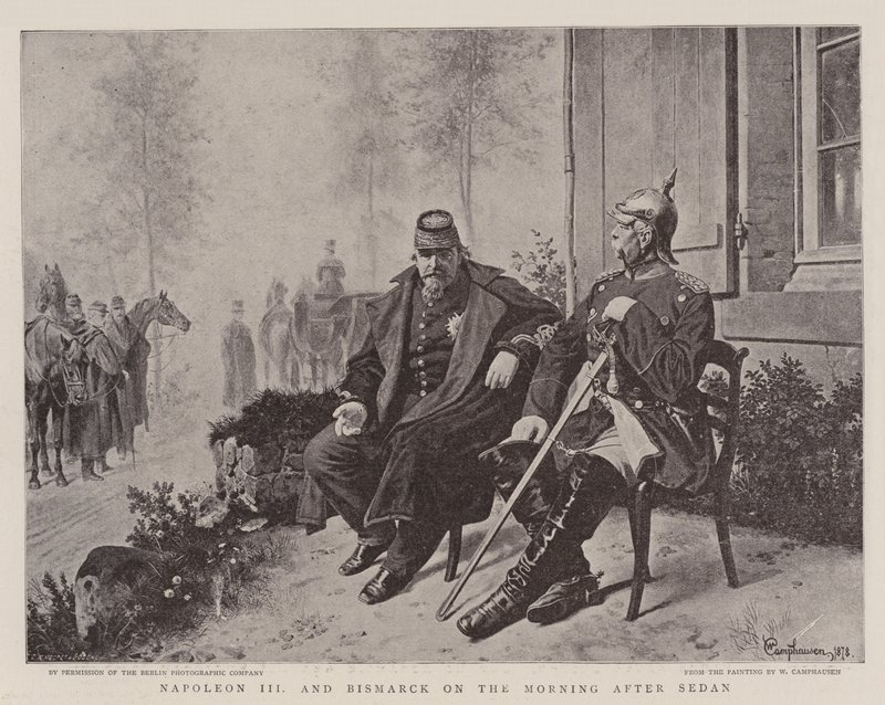 Napoleon III en Bismarck op de ochtend na Sedan door Wilhelm Camphausen
