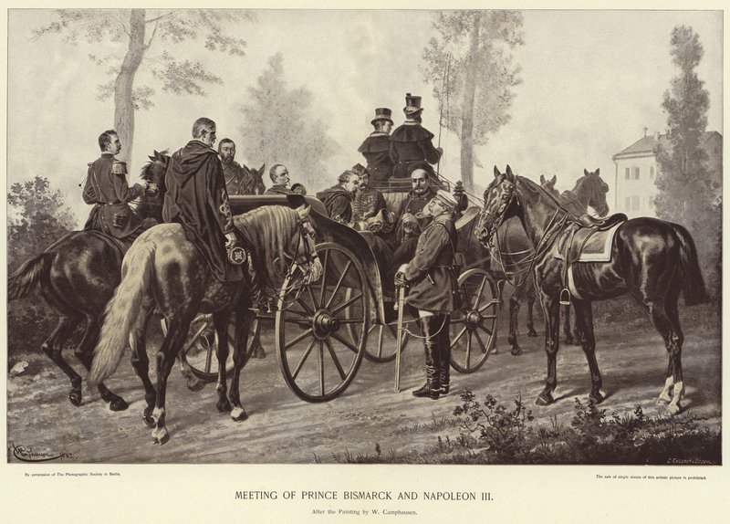 Ontmoeting van Prins Bismarck en Napoleon III door Wilhelm Camphausen