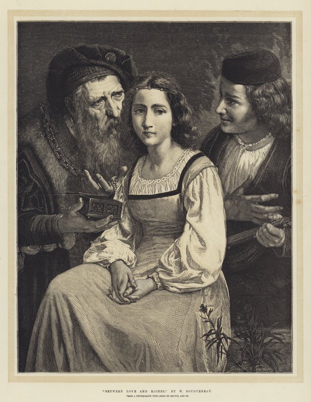 Tussen liefde en rijkdom door William Adolphe Bouguereau