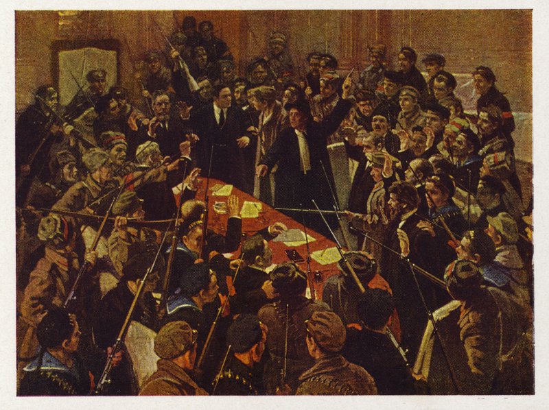 De arrestatie van de Voorlopige Regering van Rusland, Petrograd, Russische Revolutie 26 oktober 1917 door William B. Webb