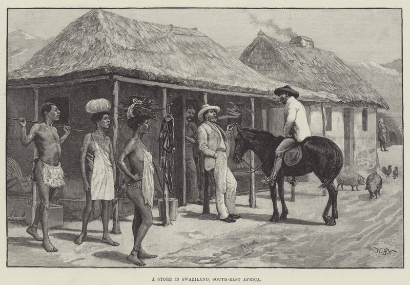 Een winkel in Swaziland, Zuidoost-Afrika door William Barnes Wollen