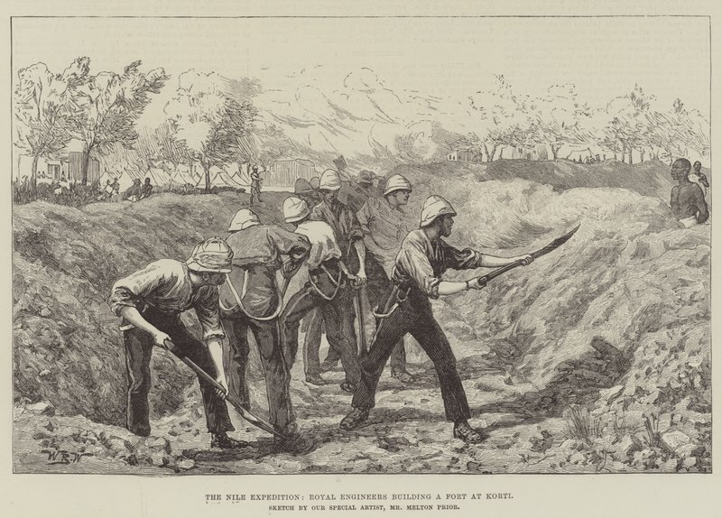 De Nijl Expeditie, Koninklijke Ingenieurs bouwen een Fort bij Korti door William Barnes Wollen